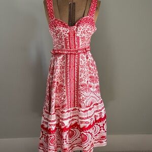 FARM Rio River Ride Linen Blend Bustier Midi Dress